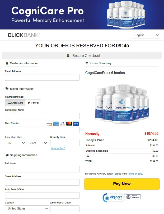 CogniCare Pro reviews Checkout Page